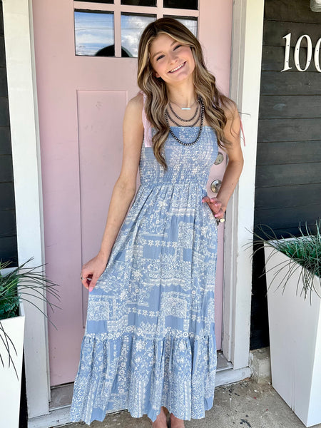 Avery Blue Floral Maxi Dress