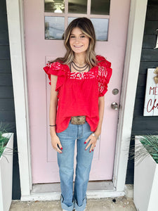 Jodi Red Ruffle Top