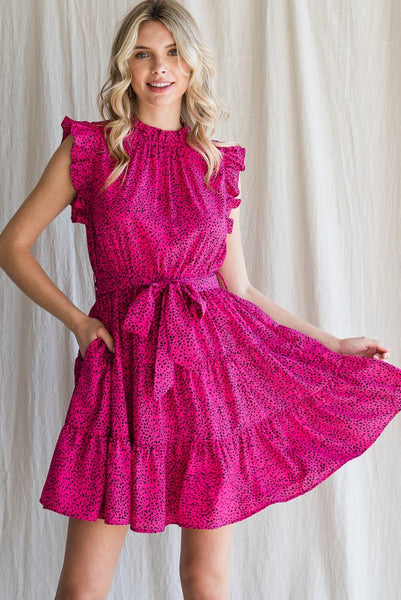 Dotty Speckled Dress - Hot Pink