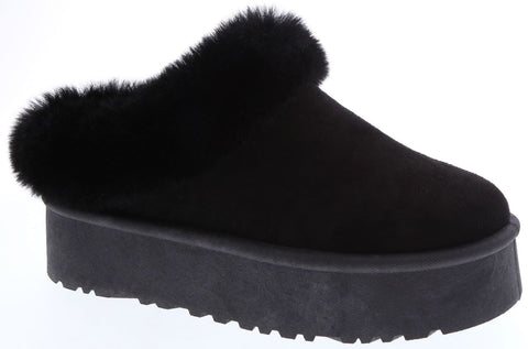 Cozy Platform Slippers - Black