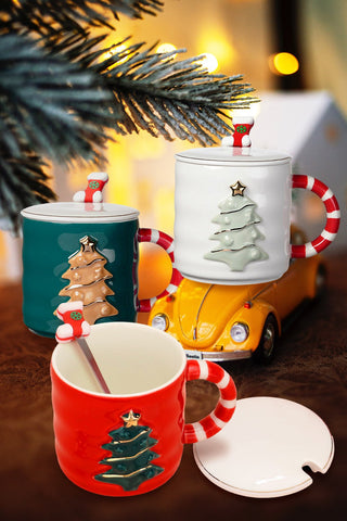 Christmas Coco Mugs with Spoon and Lid