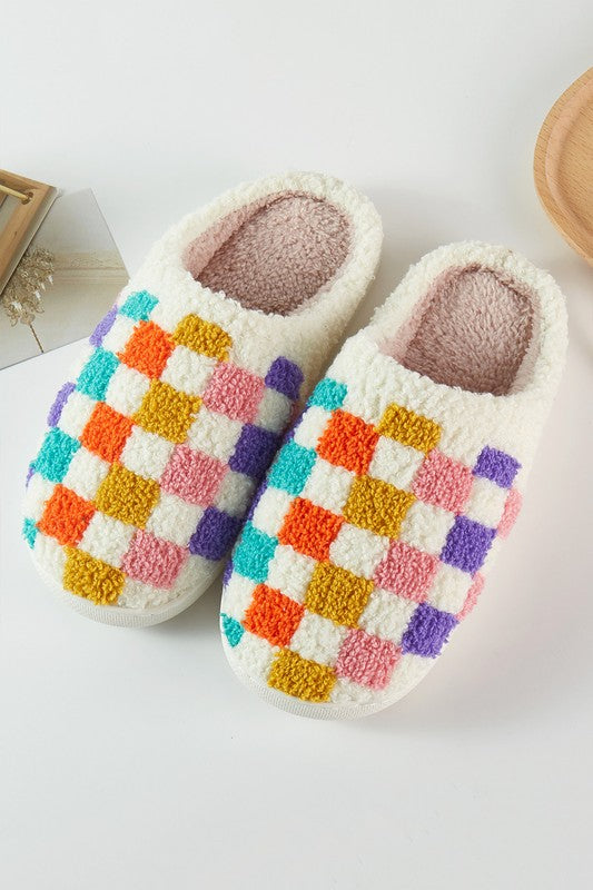 Multi Color Checkered Slipper