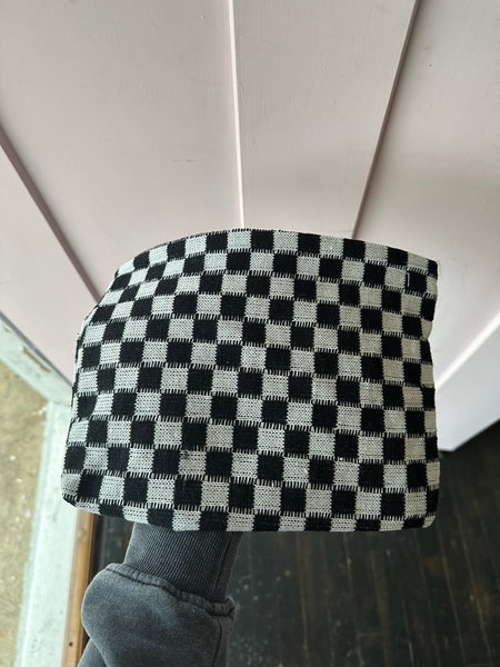 Big checkered makeup bag