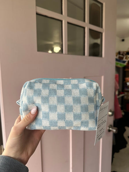 Checkered small makeup bag