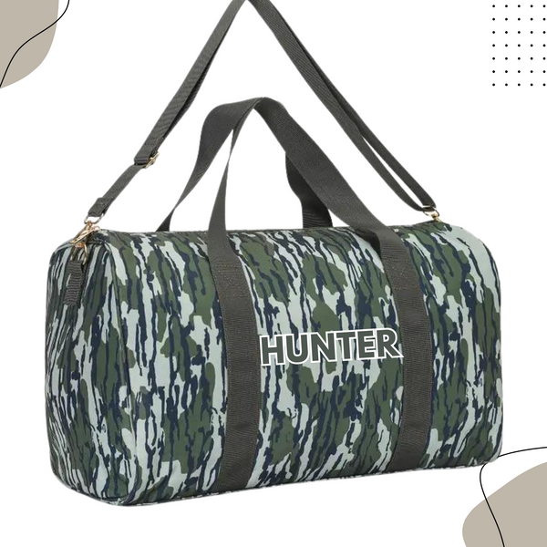 Green Camo Duffel Bag - INCLUDES NAME