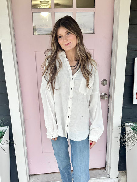 Harper Button Down Top - White