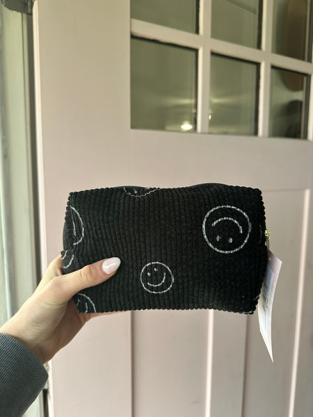 Smiley face makeup bag