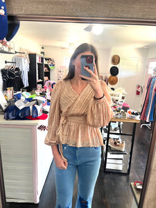 Tori Beige Wrap Top