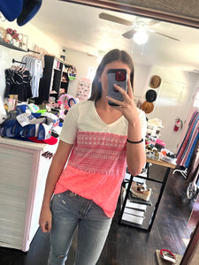 Stacy Pink Tri-Block Top