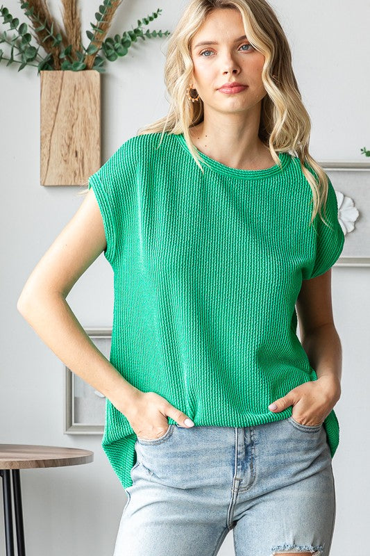 Gaby Ribbed Top - Kelly Green