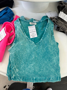 Turquoise marble cropped tank top