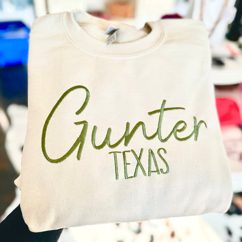 Gunter, Texas Embroidered Sweatshirt