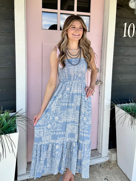 Avery Blue Floral Maxi Dress