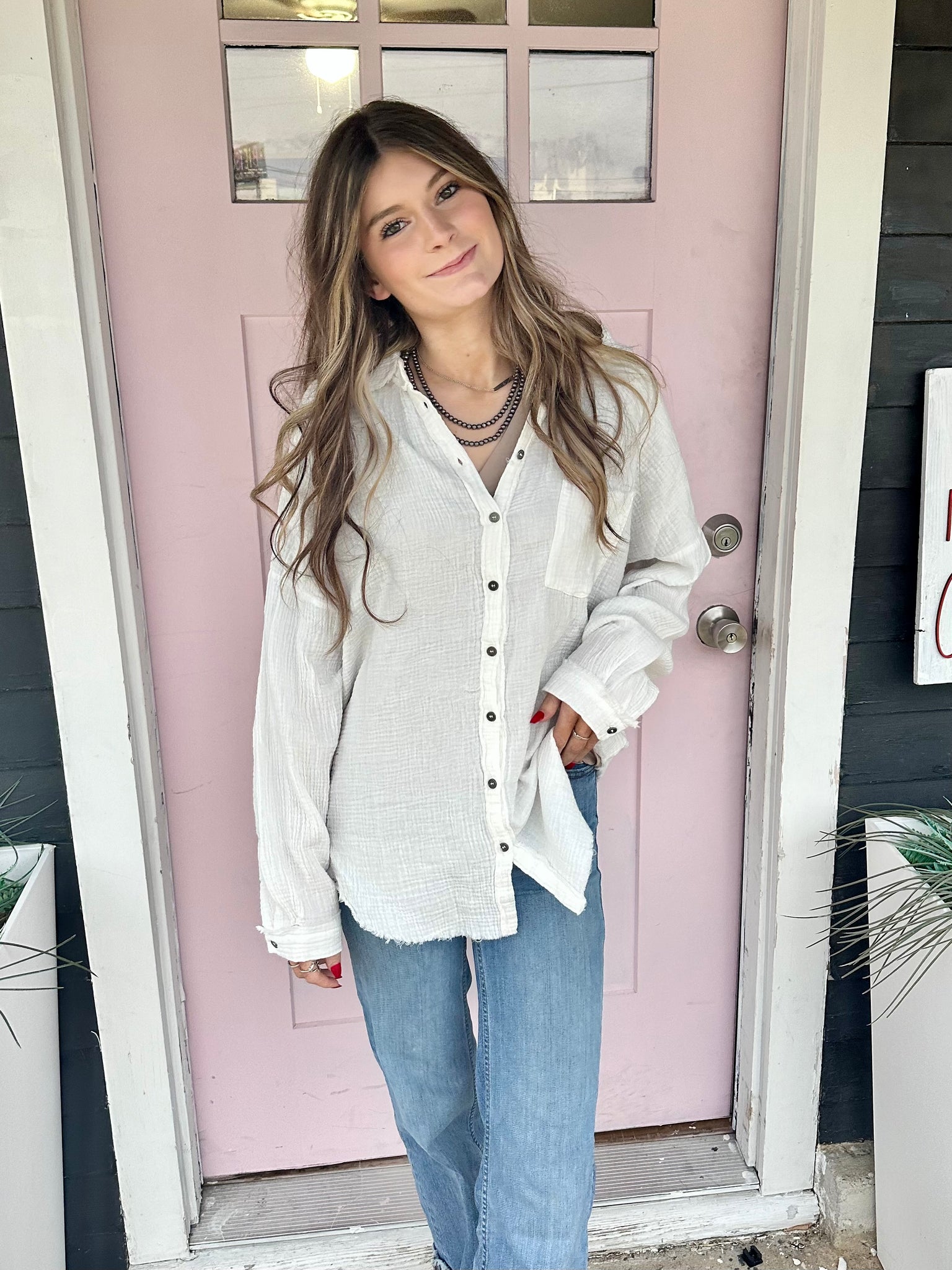 Harper Button Down Top - White