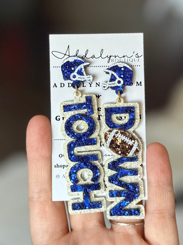Touch Down Blue & White Earrings
