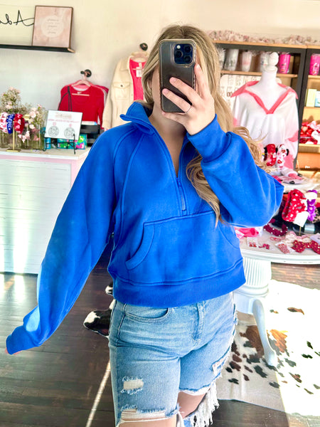 Emery Quarter Zip Sweatshirt - Blue