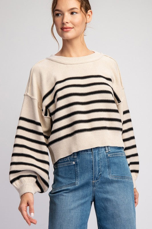 Sandy Striped Cropped Sweater