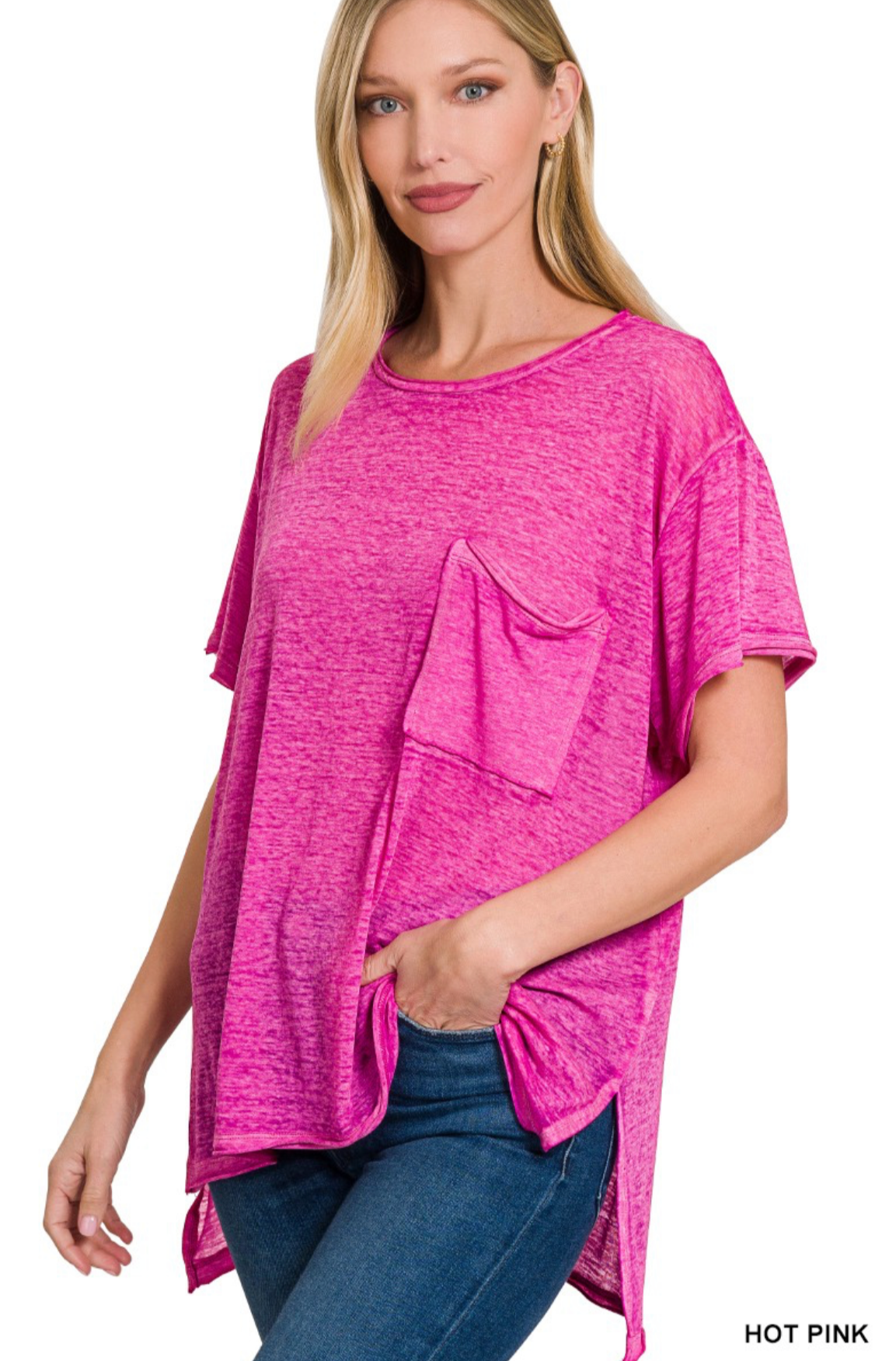 Sidney Oversized Top - Hot Pink