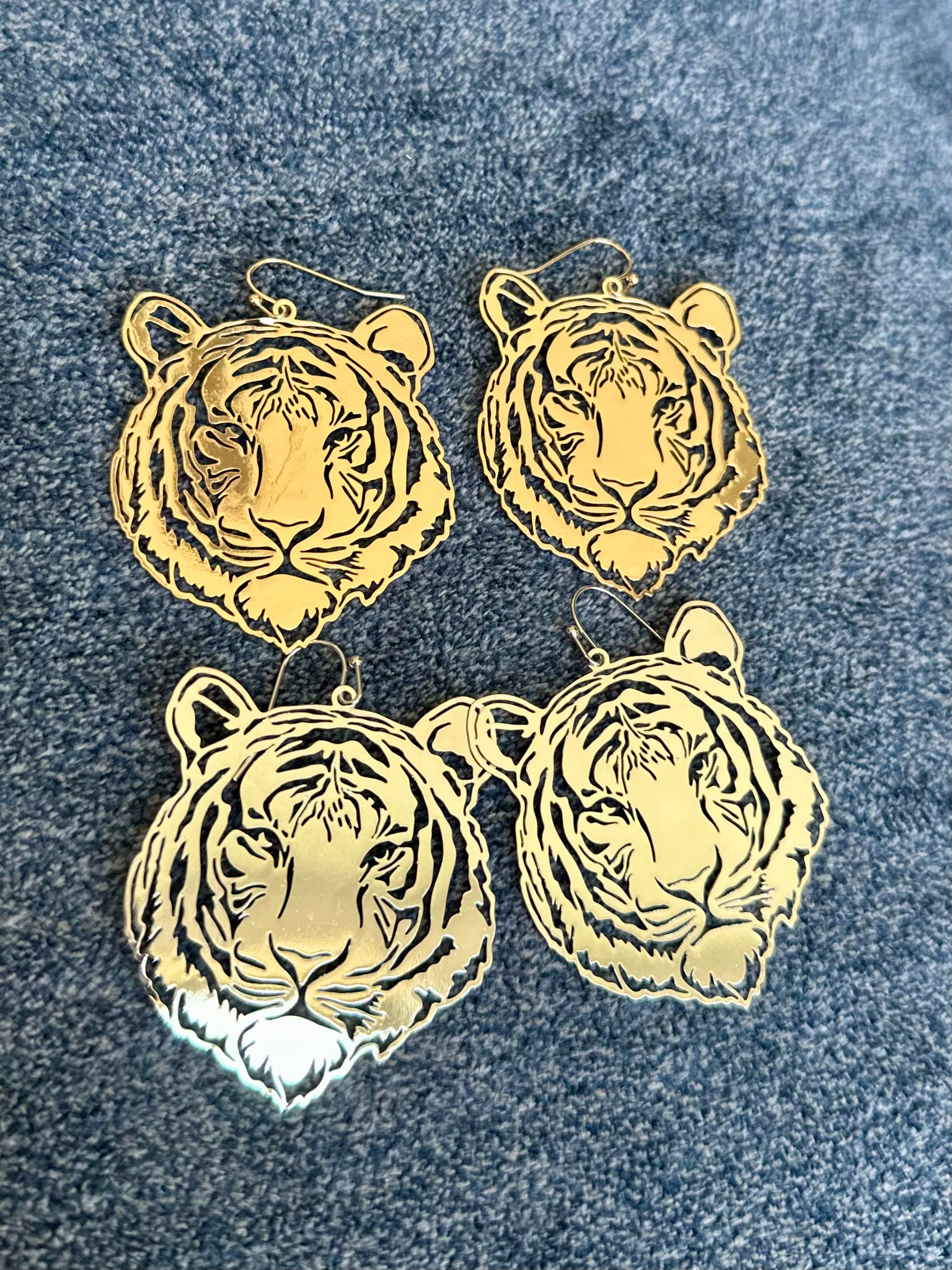Tiger Earrings - Silver & Gold