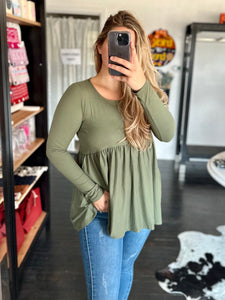 Olive Babydoll Top