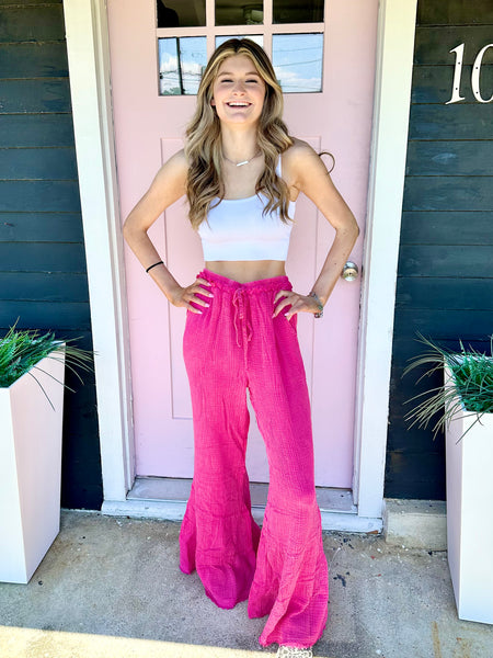 Hattie Hot Pink Bell Bottom Pants