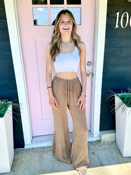 Hattie Taupe Bell Bottom Pants