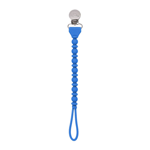Sweetie Strap™ Silicone One-Piece Pacifier Clips: Hero Blue Beaded