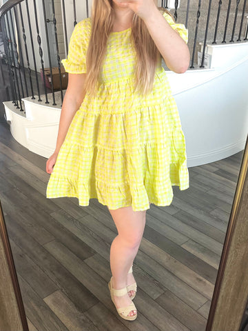 Gingham Neon Yellow Dress