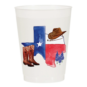 Texas Flag Boots Hat Frosted Cups - Texas