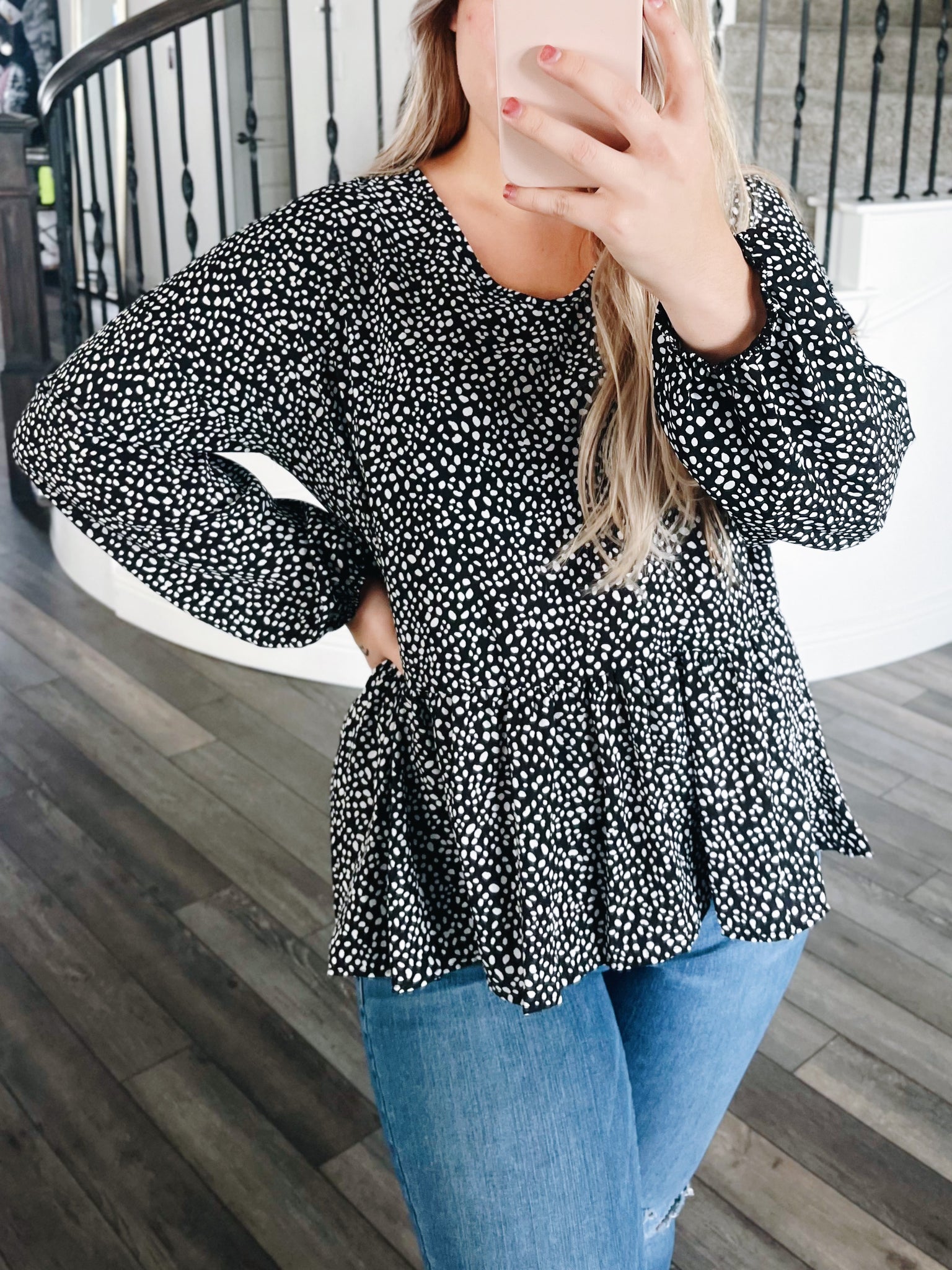 Poppy Black Spotted Top