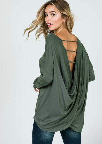 Olive Open Back Top