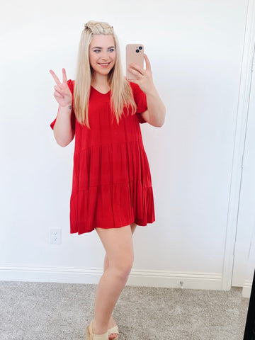 Red Ruffle Layer Dress